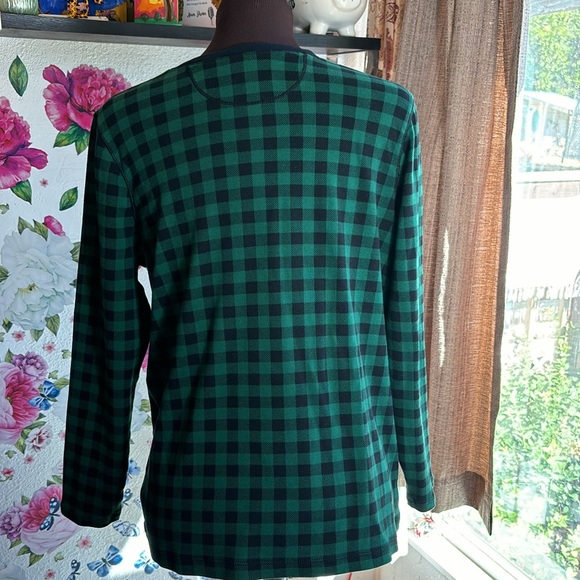 Chaps Classics, long sleeve green/black checkered pull over casual top. Size 1X - Picture 6 of 17